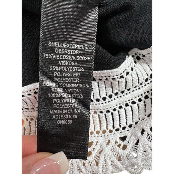 adrianna papell Women Sweater Black White Lace Long Sleeves NWOT - Picture 6 of 10